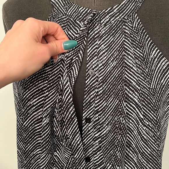 Worthington Women's Black Halter Neck Hidden Button Layered Blouse Size Small - Picture 4 of 10
